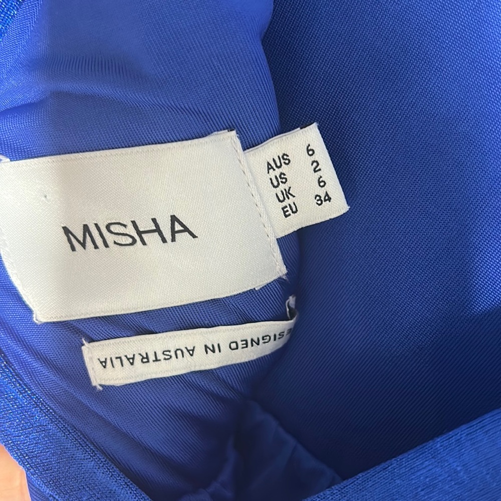 MISHA Kahlia Cobalt silky jersey mini dress size 2 - Picture 7 of 8